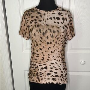 L'AGENCE Animal Cheetah Leopard Short Sleeve T Shirt Size Medium